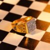 22k Gold Square Cluster Ring with Twenty-Five Stones