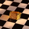 22k Gold Nine-Stone Cluster Ring with Raised Square Setting