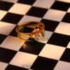 22k Gold Single Stone Ring with Two-Tone Band