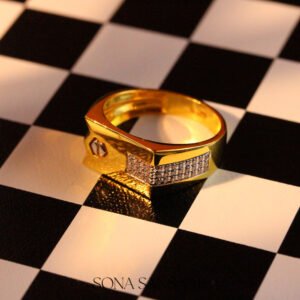 22k Gold Rectangular Cluster Ring with Side Detailing