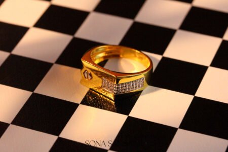 22k Gold Rectangular Cluster Ring with Side Detailing