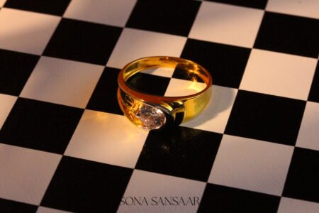 22k Gold Single Stone Ring on a Bezel Mount