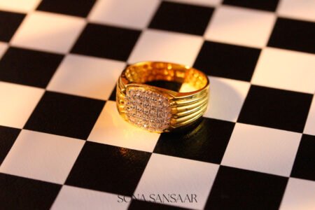 22k Gold Oval Cluster Ring with Rectangular Face