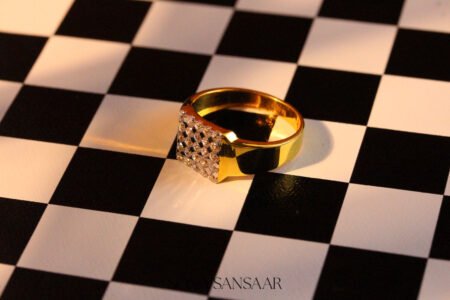 22k Gold Square Cluster Ring with Twenty-Five Stones