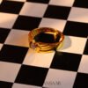 22k Gold Single Stone Ring with Textured Band