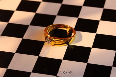 22k Gold Single Stone Ring with Textured Band