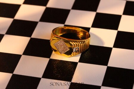 22k Gold Diamond-Shaped Cluster Ring with Thirty-Six Stones