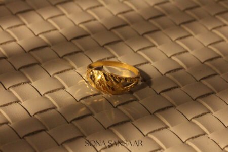 22K Gold Fancy Hearts Ring with Diamond-Cut Pattern