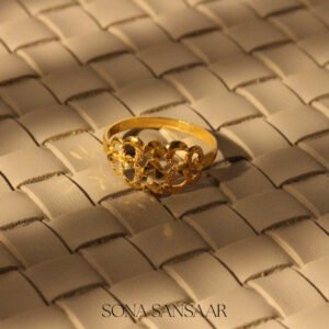 22k Gold Ladies Fancy Hearts Ring with Ornate Geometric Motifs