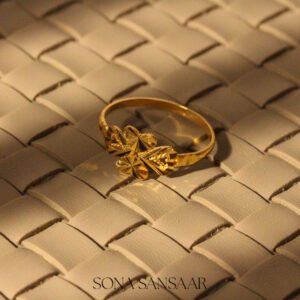 22k Gold Ladies Fancy Hearts Ring with Floral Motif