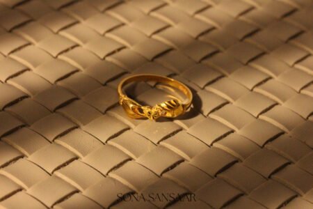 22k Gold Ladies Fancy Hands Holding Heart Ring with Faceted Heart Accent