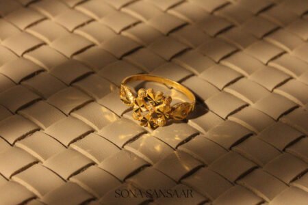 22k Gold Ladies Fancy Hearts Ring with Hearts and Floral Bloom Design