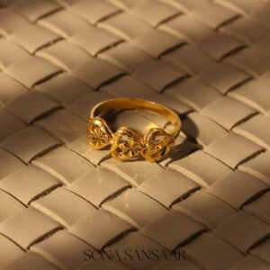 22k Gold Fancy Triple Heart-In-Heart Ring with Triple Faceted Heart Design