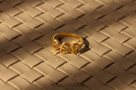 22k Gold Fancy Triple Heart-In-Heart Ring with Triple Faceted Heart Design