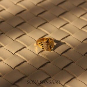 Gold Adjustable Baby Ring with Textured Star Motif