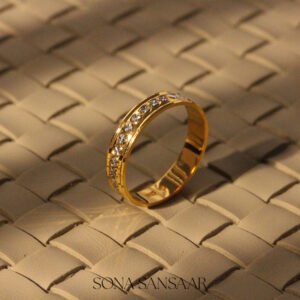 22k Gold Two-Tone Designer Band with Faceted Disc Detailing