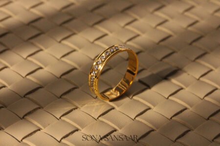 22k Gold Two-Tone Designer Band with Faceted Disc Detailing
