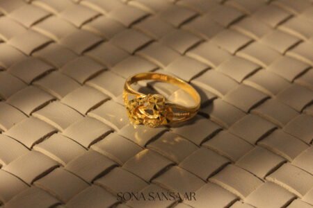 22k Gold Ladies Fancy Hearts Ring with Faceted Star and Open Heart Design