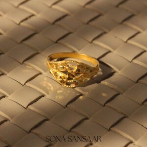 22k Gold Ladies Fancy Hearts Ring with Interwoven Hearts and Faceted Star Detailing