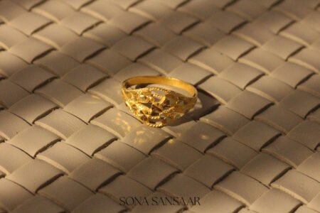 22k Gold Ladies Fancy Hearts Ring with Interwoven Hearts and Faceted Star Detailing