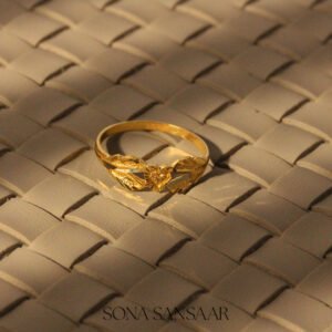 22K Gold Ladies’ Fancy Hearts Ring with Diamond-Cut Textured Heart Centre Design