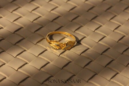 22K Gold Ladies’ Fancy Hearts Ring with Diamond-Cut Textured Heart Centre Design