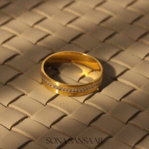 22k Gold Two-Tone Designer Band with Textured Centre Detail