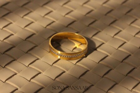 22k Gold Two-Tone Designer Band with Textured Centre Detail