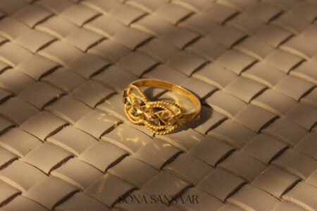 22k Gold Ladies Fancy Hearts Ring with Twisted Rope and Starburst Motifs