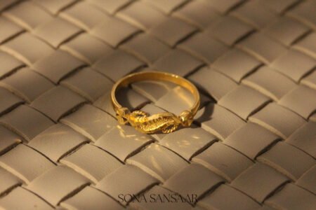 22k Gold Ladies Fancy Hearts Ring with Rope and Faceted Motifs