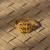 22K Gold Ladies Fancy Hearts Ring with Diamond-Cut Petals
