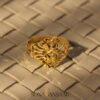 22K Gold Ladies Fancy Hearts Ring with Diamond-Cut Geometric Heart Facets