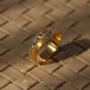 22K Gold Two-Tone Designer Band with Diamond-Cut Pattern and Textured Edges