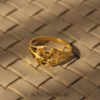 22k Gold Ladies Fancy Hearts Ring with Golden Bloom and Twisted Filigree