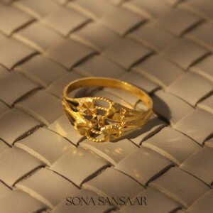 22k Gold Ladies Fancy Hearts Ring with Golden Bloom and Twisted Filigree