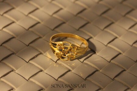 22k Gold Ladies Fancy Hearts Ring with Golden Bloom and Twisted Filigree