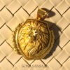 22K Gold Lion Head Shield Pendant