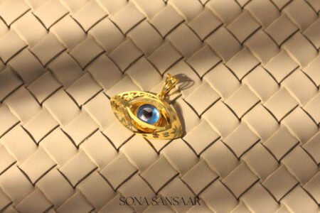 22K Gold Evil Eye Filigree Pendant