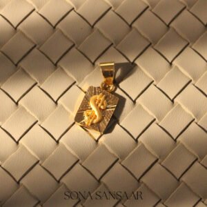22K Gold Fancy Square Pendant with Textured Dollar Motif