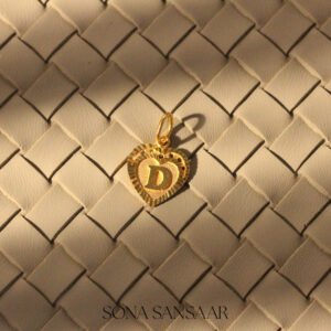 22k Gold Heart Initial D Pendant