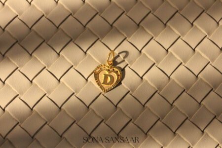 22k Gold Heart Initial D Pendant