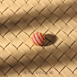 22k Gold Ball Pendant with Multicolour Stones